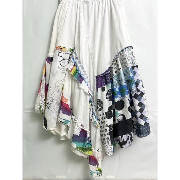 Etc. Boho Hippie Patchwork Multicolor Cotton Knit Sleeveless Midi Dress Size M - Picture 7 of 10